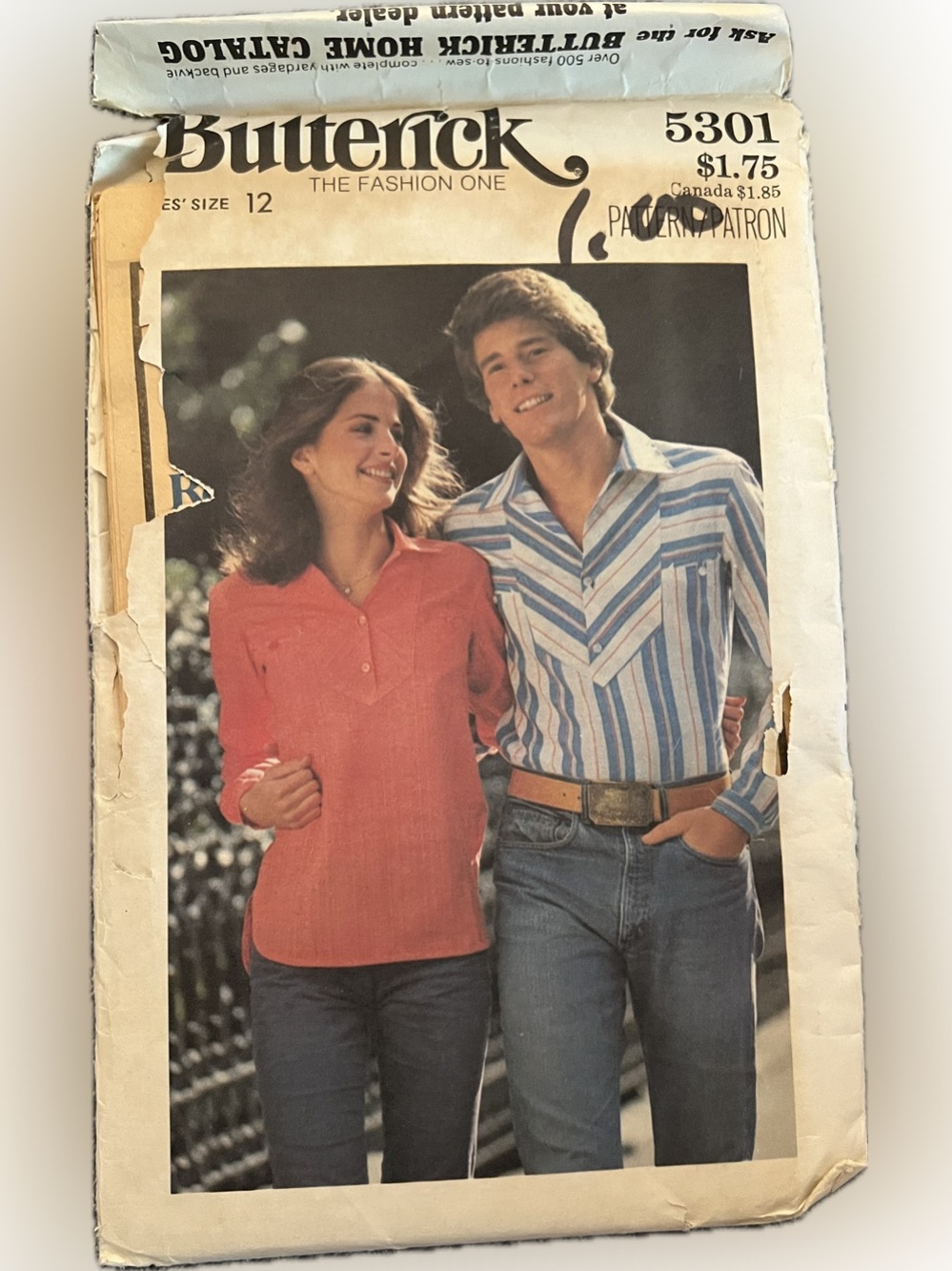 🍄Vintage New Butterick 5301 Uncut Pattern Semi Fitted Shirt Sewing Size 12
